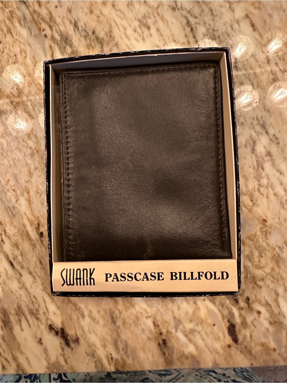 SWANK Black Leather Passcase Billfold Wallet